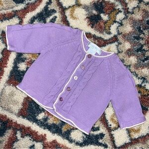 Standard Blues Baby vintage 100% cotton purple cable knit button front cardigan